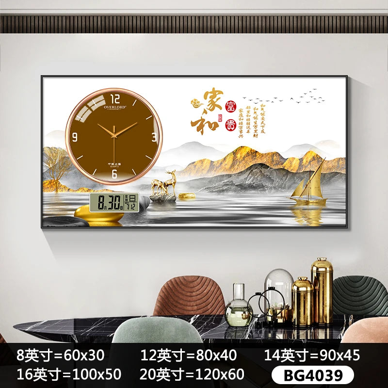 Modern light luxury perpetual calendar electronic clock wall clock living room decorative painting table wall clock