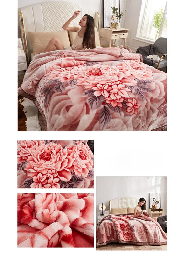 Soft Warm Weighted Blankets for Beds Thickened Quilt Duvet Soft Coral Fleece Flannel Blankets Double Side Plush Comforter Quilt