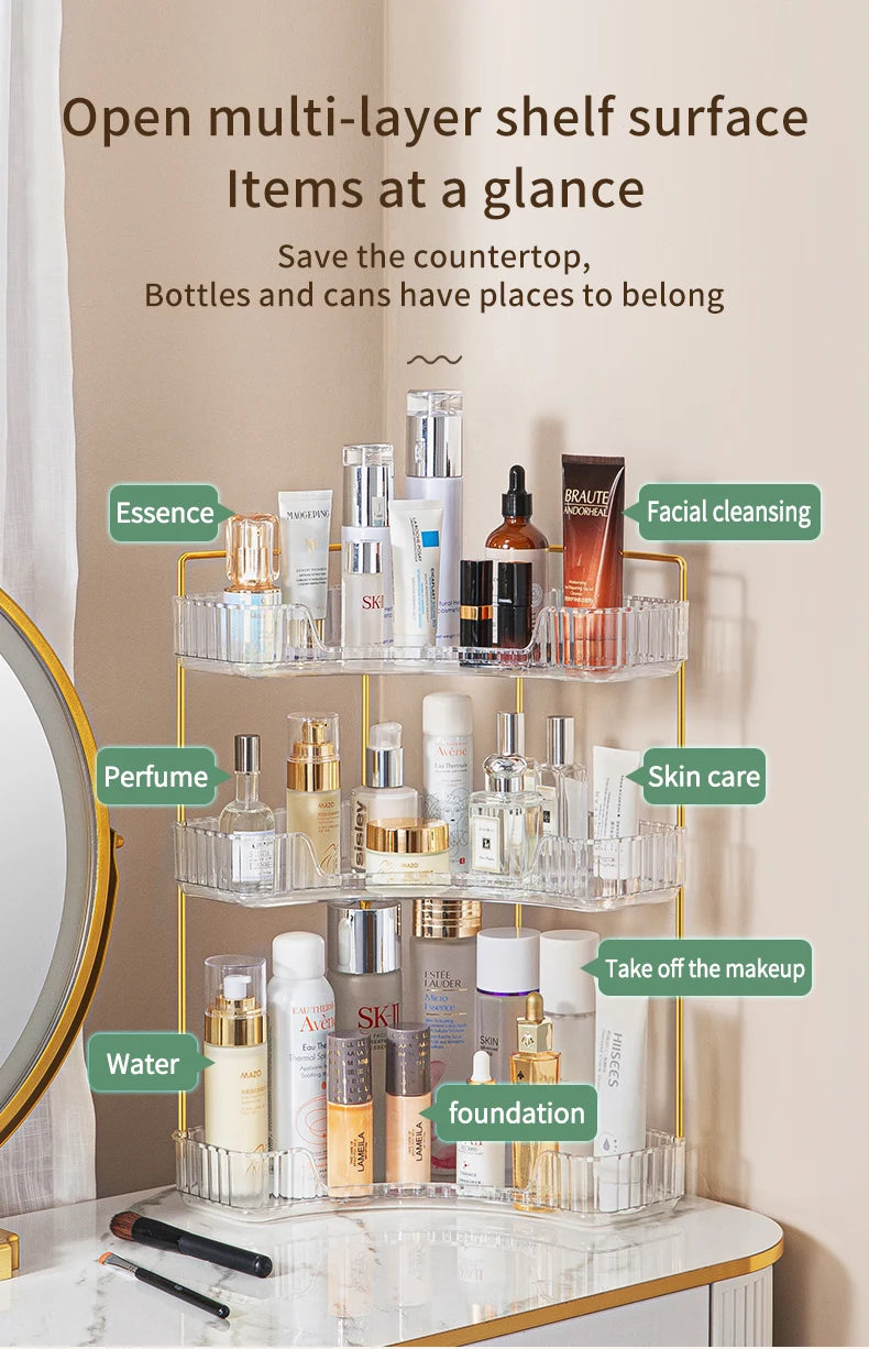 Makeup Storage Shelf Corner Bathroom Counter Organizer Bathroom Countertop Shelf Makeup Storage Clear Perfume Tray Holder