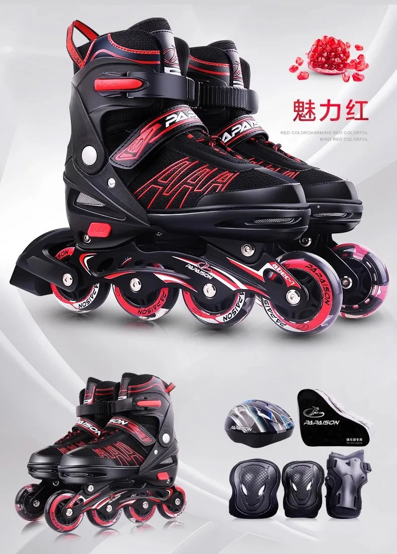 Adjustable Inline Roller Skate Shoes Professional Flashing Sliding Sneaker Outdoor Racing Speed Skating 4 Wheels Shoes Gifts