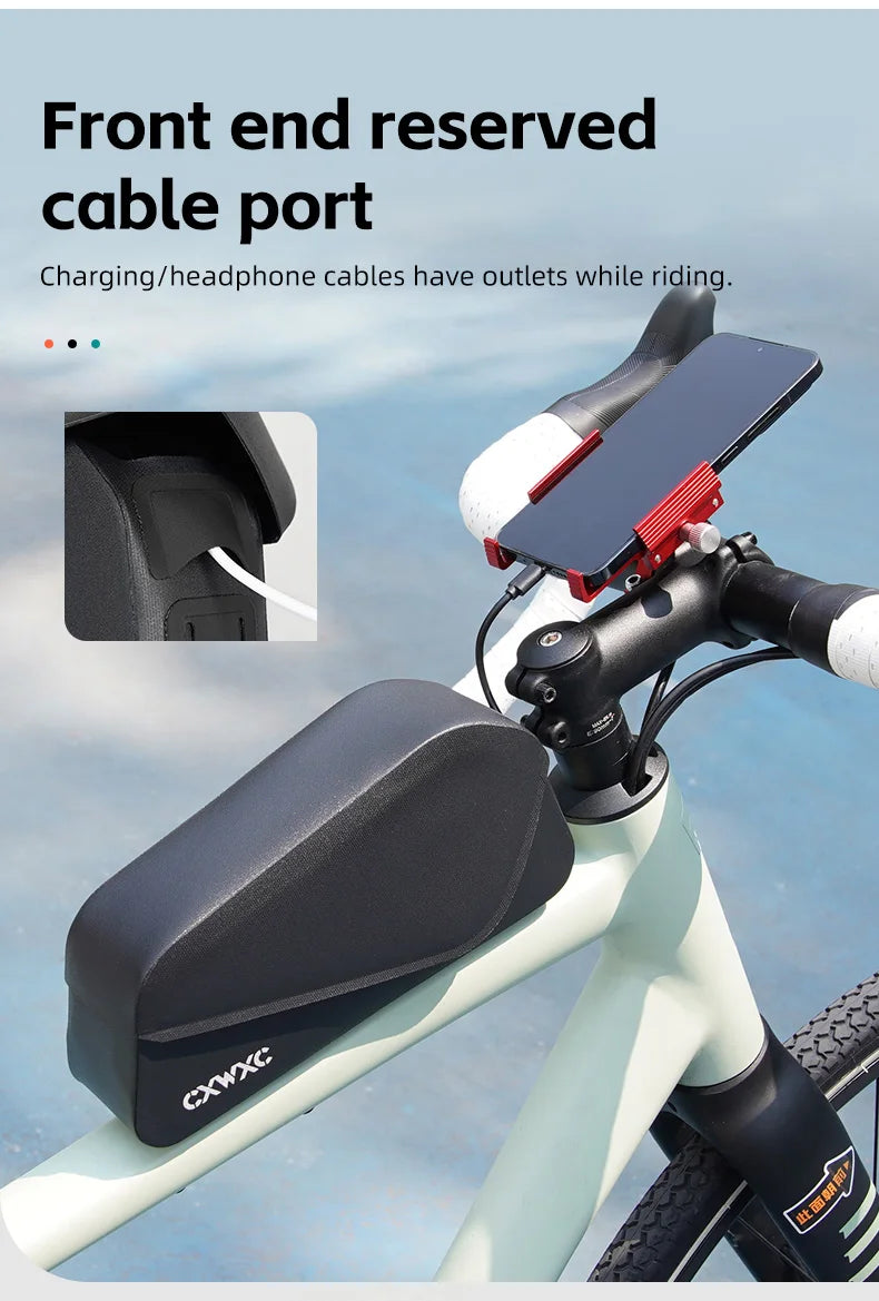 CXWXC Bicycle Magnetic Lid Top Tube Bag With Bolts Mounted & Straps Two Way Install MTB Road Bike Waterproof Front Frame Bag