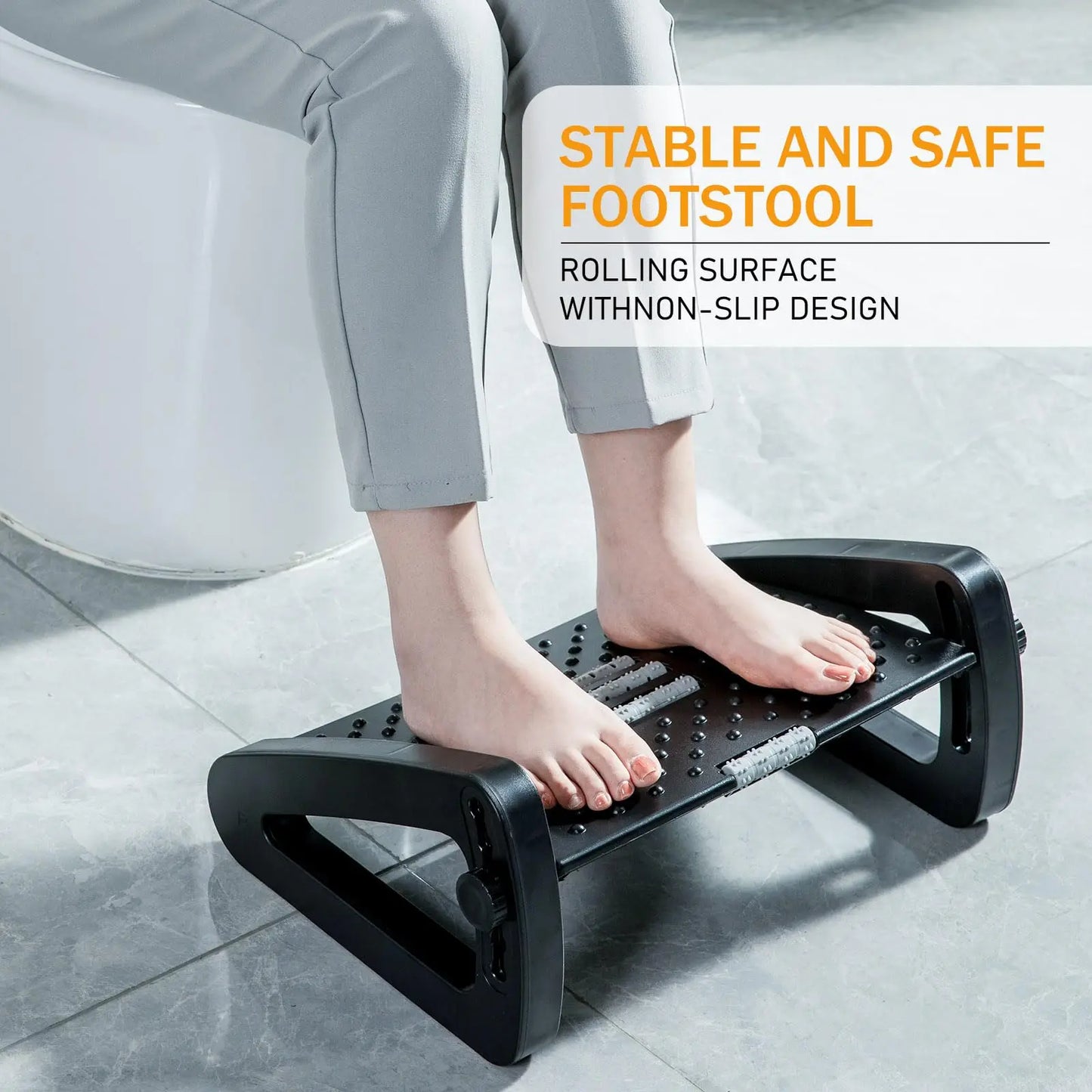 Under Desk Footrest Ergonomic Foot Stool with Massage Rollers Desk Leg Rest Pain Relief for Home Office Work
