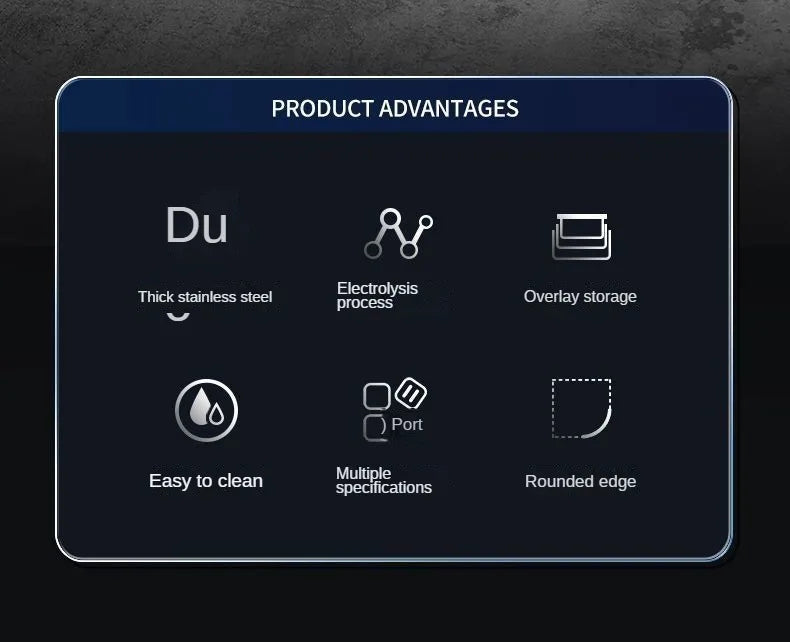 Thickened Square Plate Stainless Steel Rectangular Food Storage Pan With Lid Commercial Dish Tray Freshing Lunch Box Container