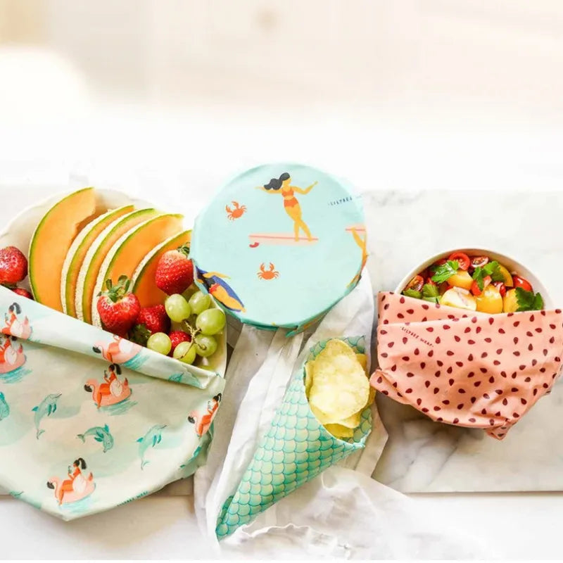 3PCS Set Reusable Organic Beeswax Food Wrap for Fresh Keeping and Eco Friendly Kitchen Plastic Packaging Paper Food Packaging
