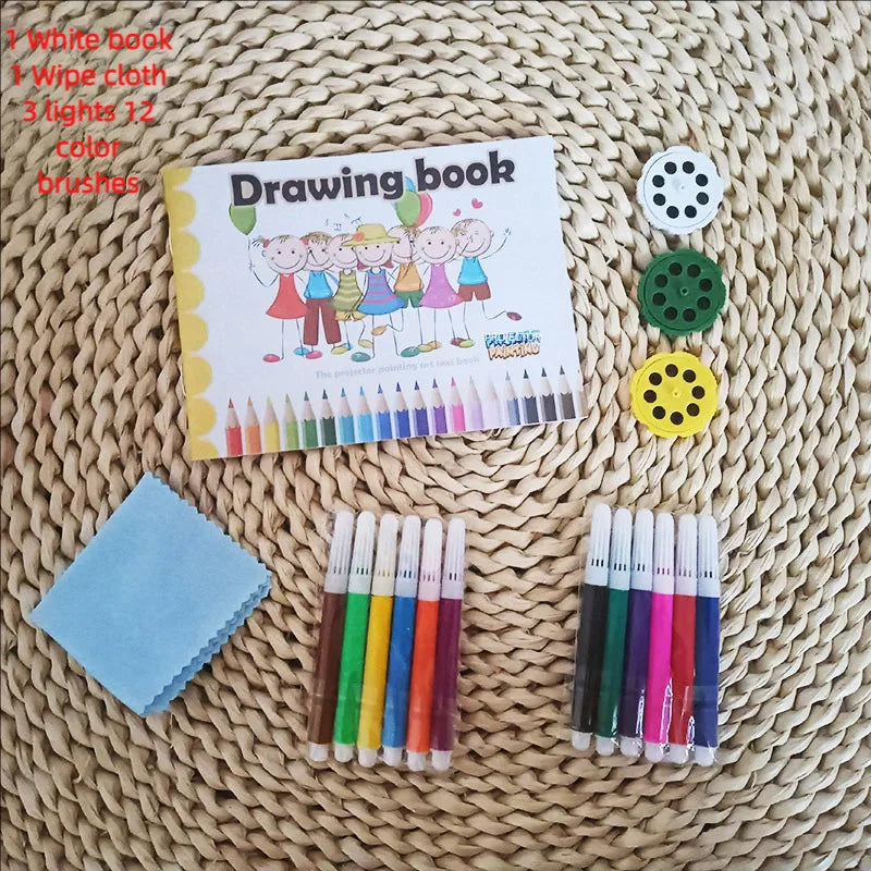 Children led projector drawing table toy painting set table educational board learning tools painting toys for children