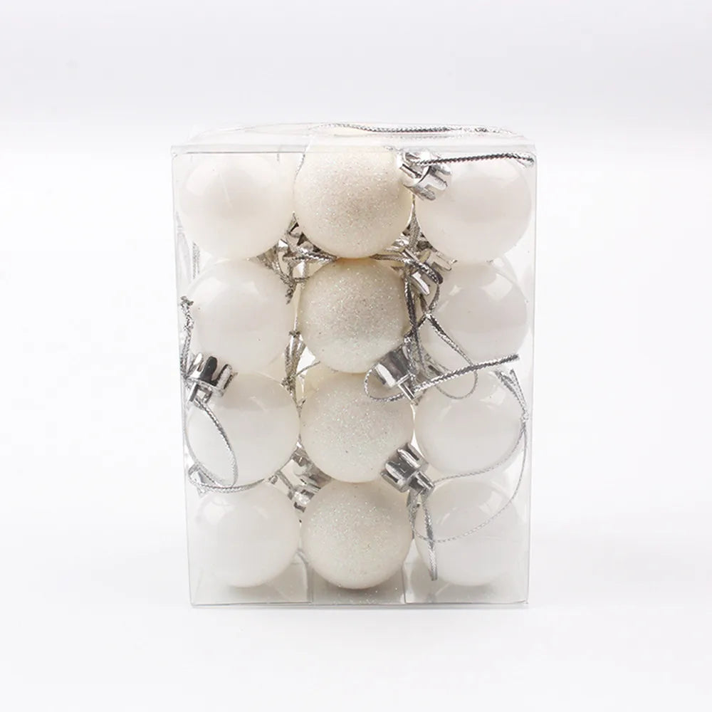 24pcs 3cm Glitter Christmas Ball Ornament Hanging Bauble Ball Gold Pink Champagne Christmas Tree Decorations New Year Gift