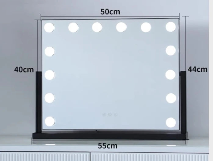 Large Vanity Mirror with Lights Makeup Mirror 17 LED Bulbs 3 Color Lighting Cosmetics for Dressing Bedroom Tabletop White