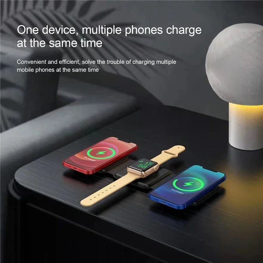 3-in-1 Foldable Wireless Charging Station – Fast Charger for Phone, Watch & Earbuds