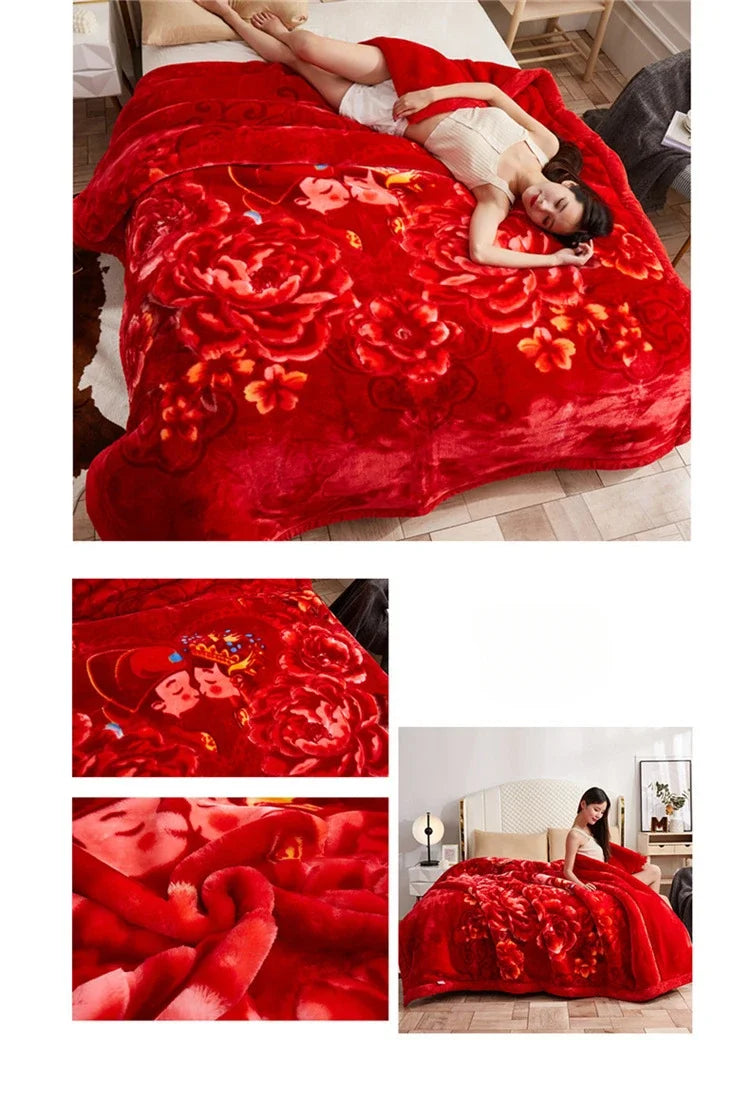 Soft Warm Weighted Blankets for Beds Thickened Quilt Duvet Soft Coral Fleece Flannel Blankets Double Side Plush Comforter Quilt