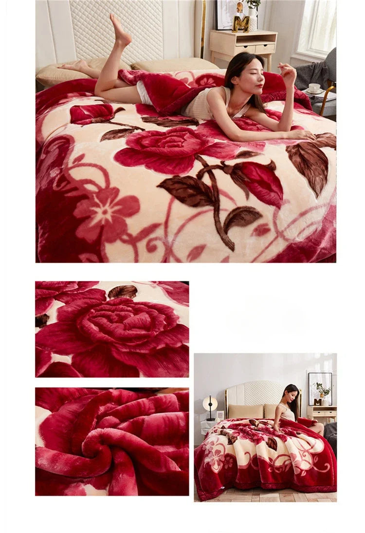 Soft Warm Weighted Blankets for Beds Thickened Quilt Duvet Soft Coral Fleece Flannel Blankets Double Side Plush Comforter Quilt