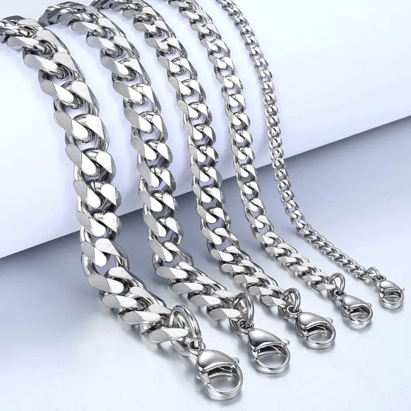 New Trendy Chain Men Bracelet Classic Stainless Steel 3/5/7/9mm Width Chain Bracelet For Men Women Jewelry Gift