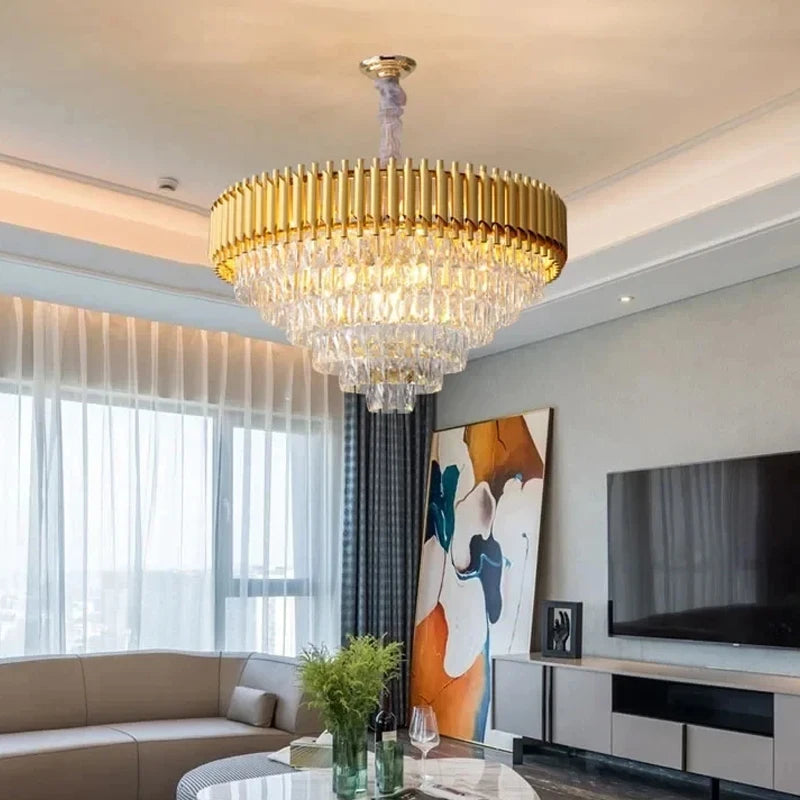 Villa Luxury Living Room Chandelier K9 Crystal Restaurant Pendant Lights Modern Ceiling Chandelier Dining Table Indoor Home Lamp