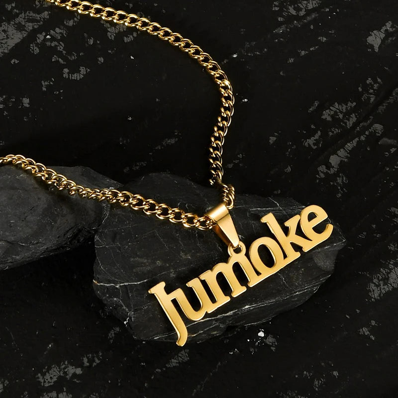 Royal Elegance: Custom Stainless Steel Name Necklace with Crown Pendant & Thick Chain