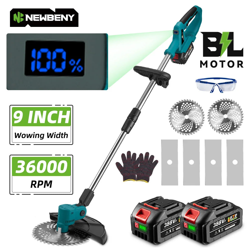 NEWBENY 2 IN 1 Electric Hedge Trimmer Cordless Portable High Power Household Lawn Mower Rechargeable Pruner Weeding Garden Tools