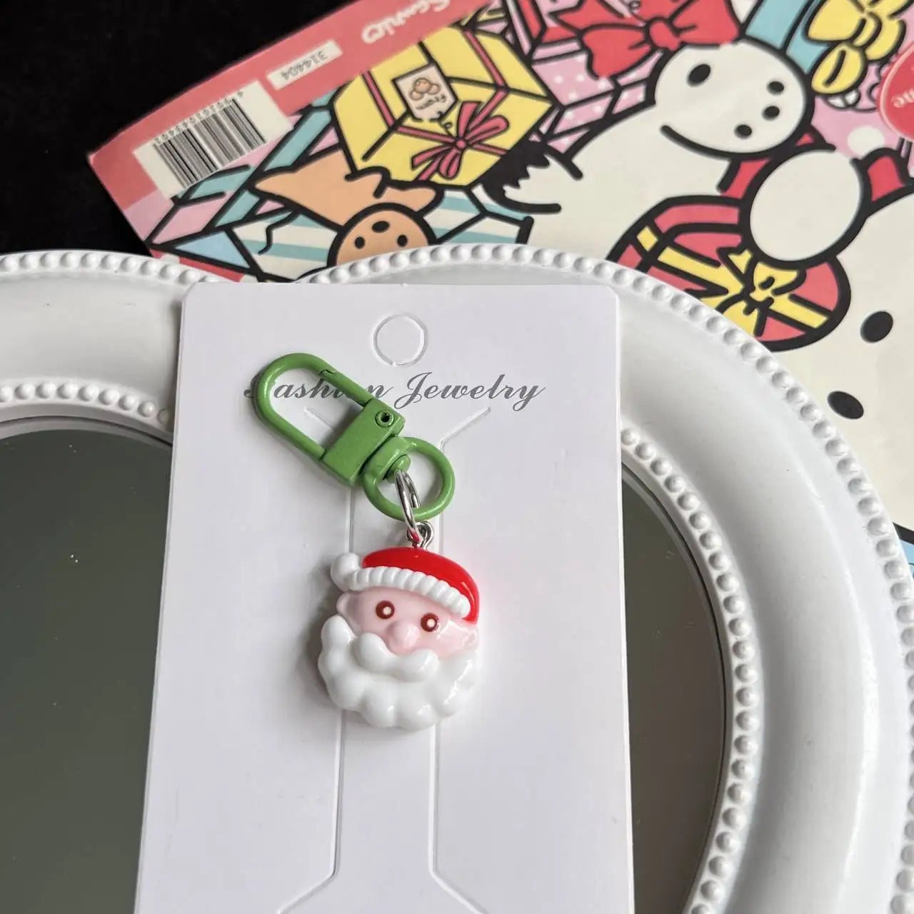 Cute Santa Claus Keychains Enamel Christmas Tree Wreath Keyrings Festival Gifts for Women Men Handbag Pendants