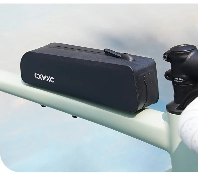 CXWXC Bicycle Magnetic Lid Top Tube Bag With Bolts Mounted & Straps Two Way Install MTB Road Bike Waterproof Front Frame Bag