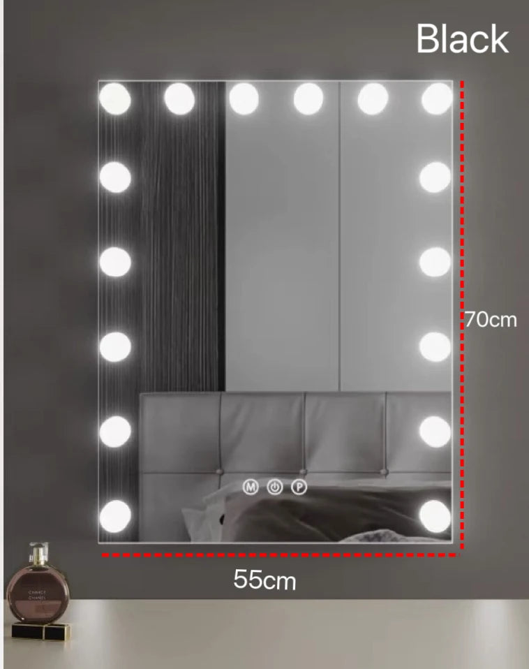 Vanity Makeup Mirror with Lights 17 LED Bulbs 3 Color Lighting Cosmetics for Dressing Bedroom Wall mounted White
