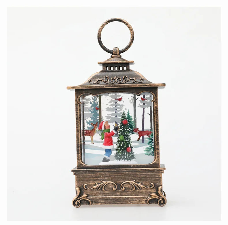 Christmas Snow Lantern Christmas Scene Lighted Snow Globes Swirling LED Snow Globe Christmas Light Up Snow Globe Lantern