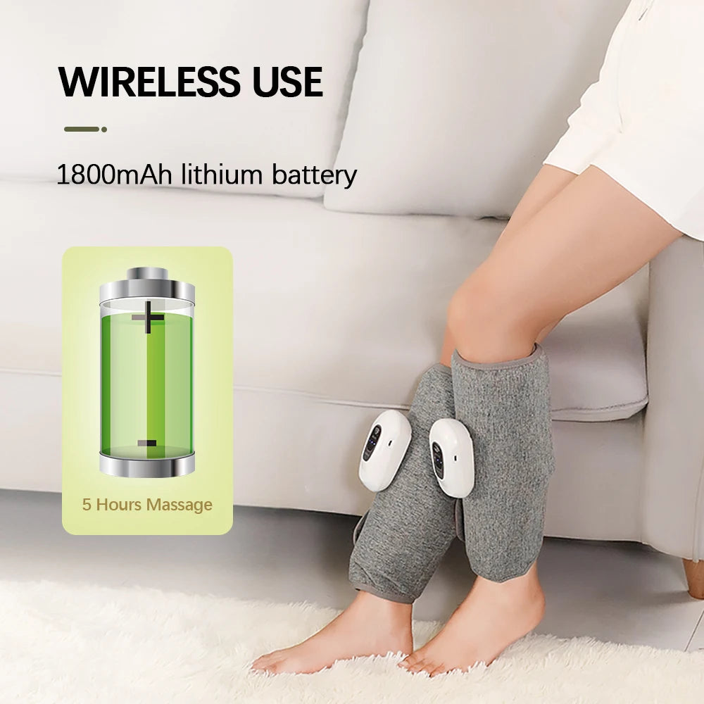 Electric Leg Massager Wireless Rechargeable Air Compression Leg Calf Massage for Relax Leg Muscles 360° Air Pressure Leg Massage