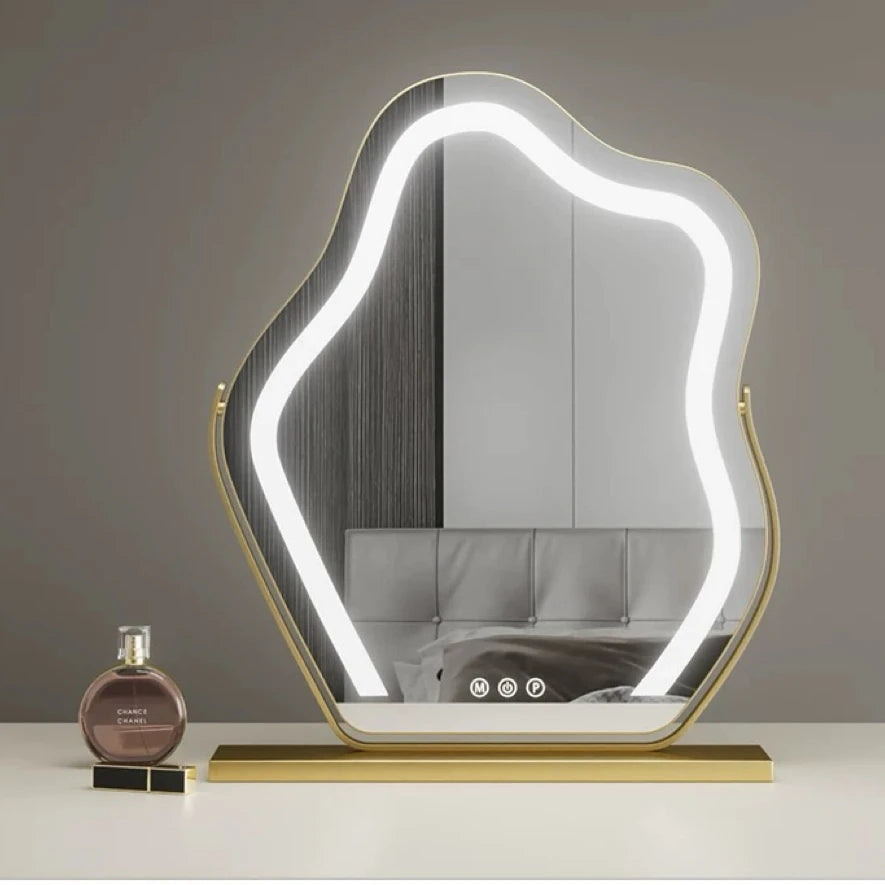Cloud Shape vanity Mirror with Lights LED Makeup Mirror with Dimmable 3 Modes Touch Screen Control White 360-Degree Rotation