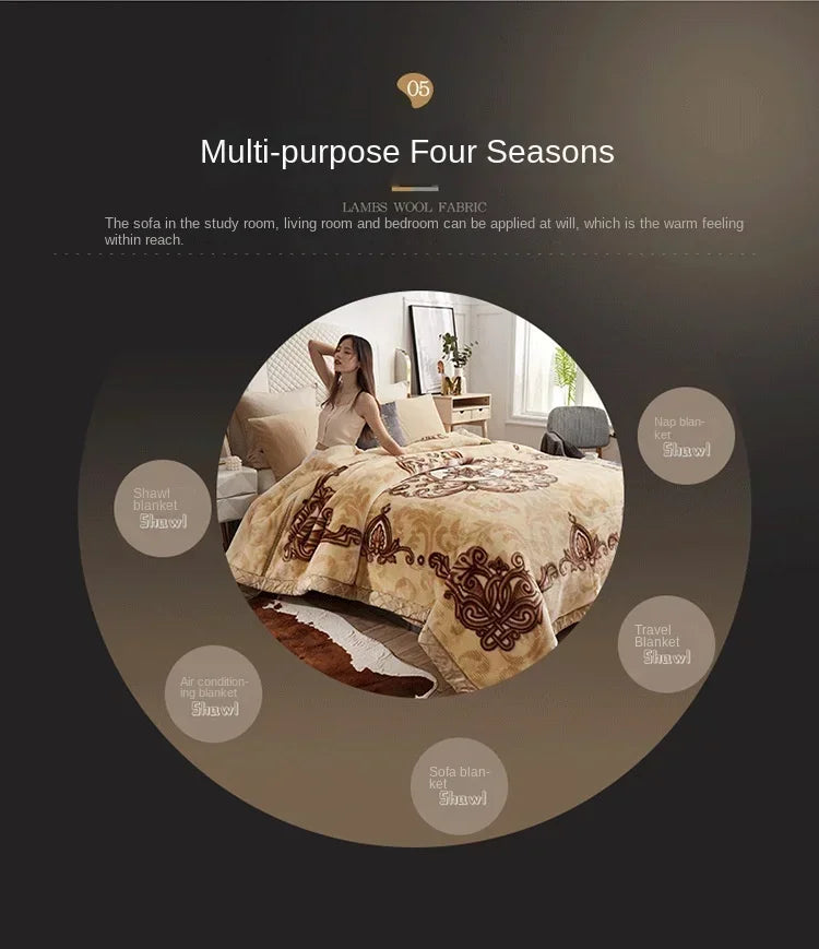 Soft Warm Weighted Blankets for Beds Thickened Quilt Duvet Soft Coral Fleece Flannel Blankets Double Side Plush Comforter Quilt