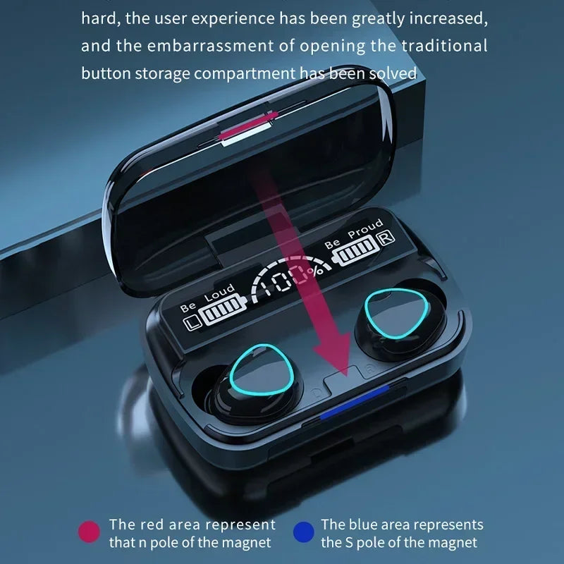 M10 Pro Bluetooth Earbuds – HiFi Stereo Sound with LED Display & Waterproof Design