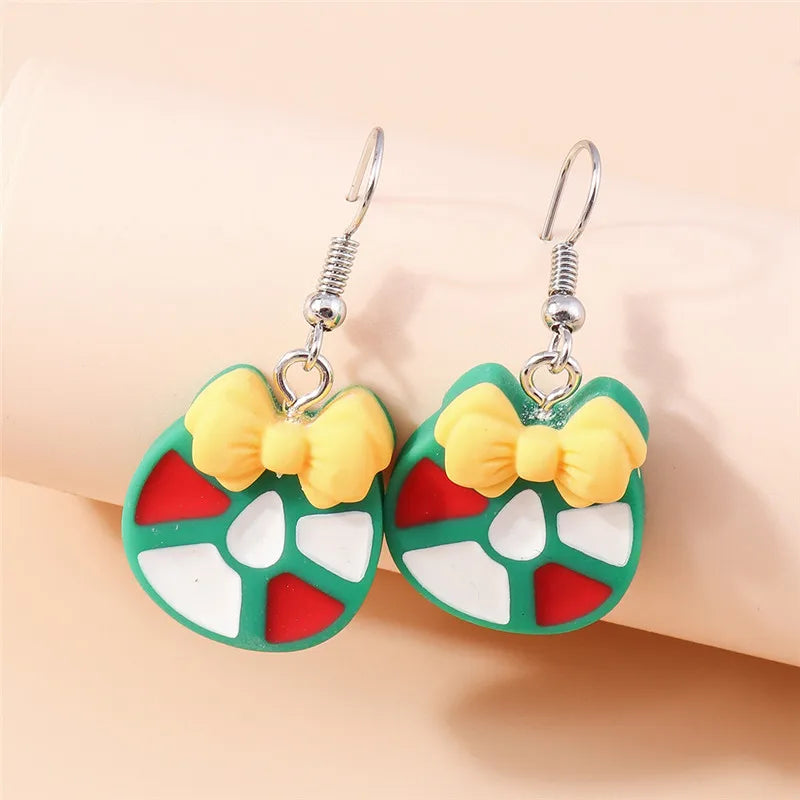 Aihua Hot Sale 3D Cute Cartoon Christmas Earrings Kawaii Fluffy Decoration Tree Deer Bell Earrings for Women Xmas New Year Gifts