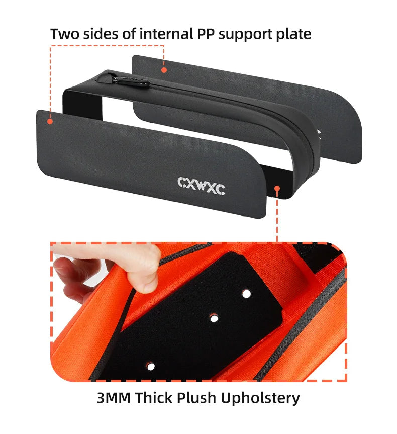 CXWXC Bicycle Magnetic Lid Top Tube Bag With Bolts Mounted & Straps Two Way Install MTB Road Bike Waterproof Front Frame Bag