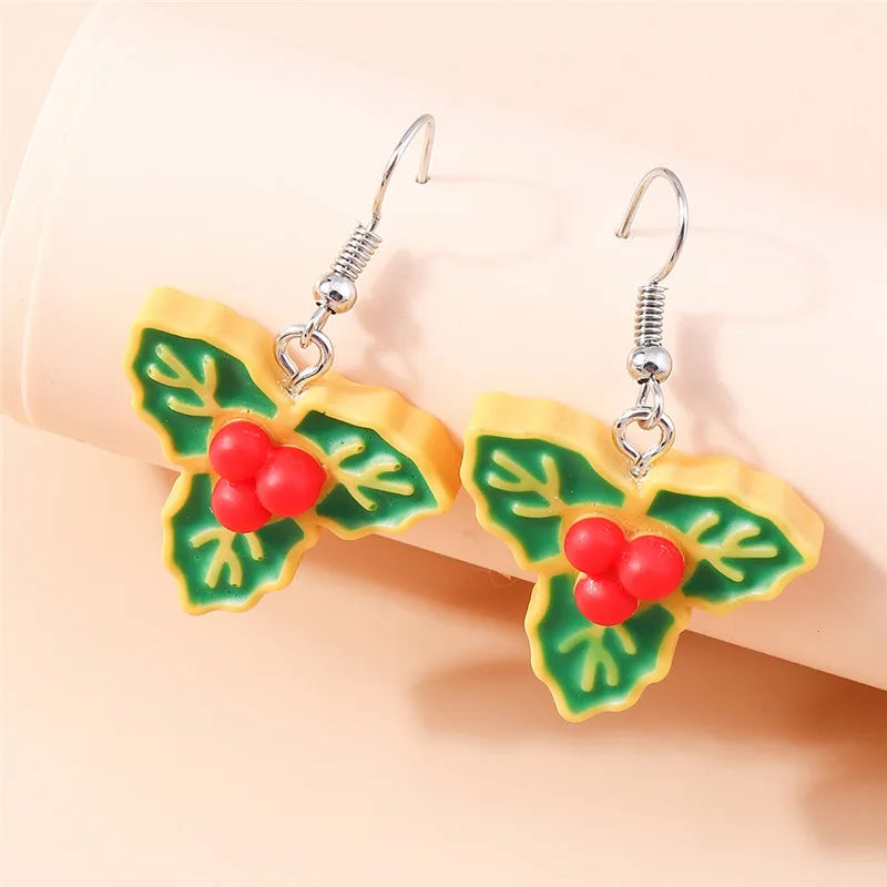 Aihua Hot Sale 3D Cute Cartoon Christmas Earrings Kawaii Fluffy Decoration Tree Deer Bell Earrings for Women Xmas New Year Gifts