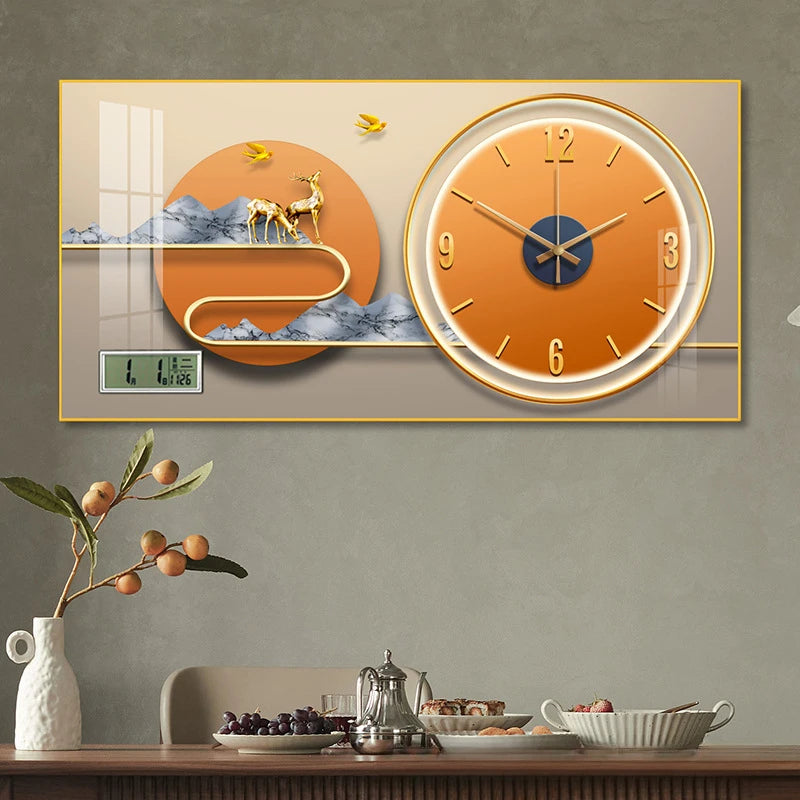 Simple modern fashion aluminum wall clock clock with temperature calendar clock