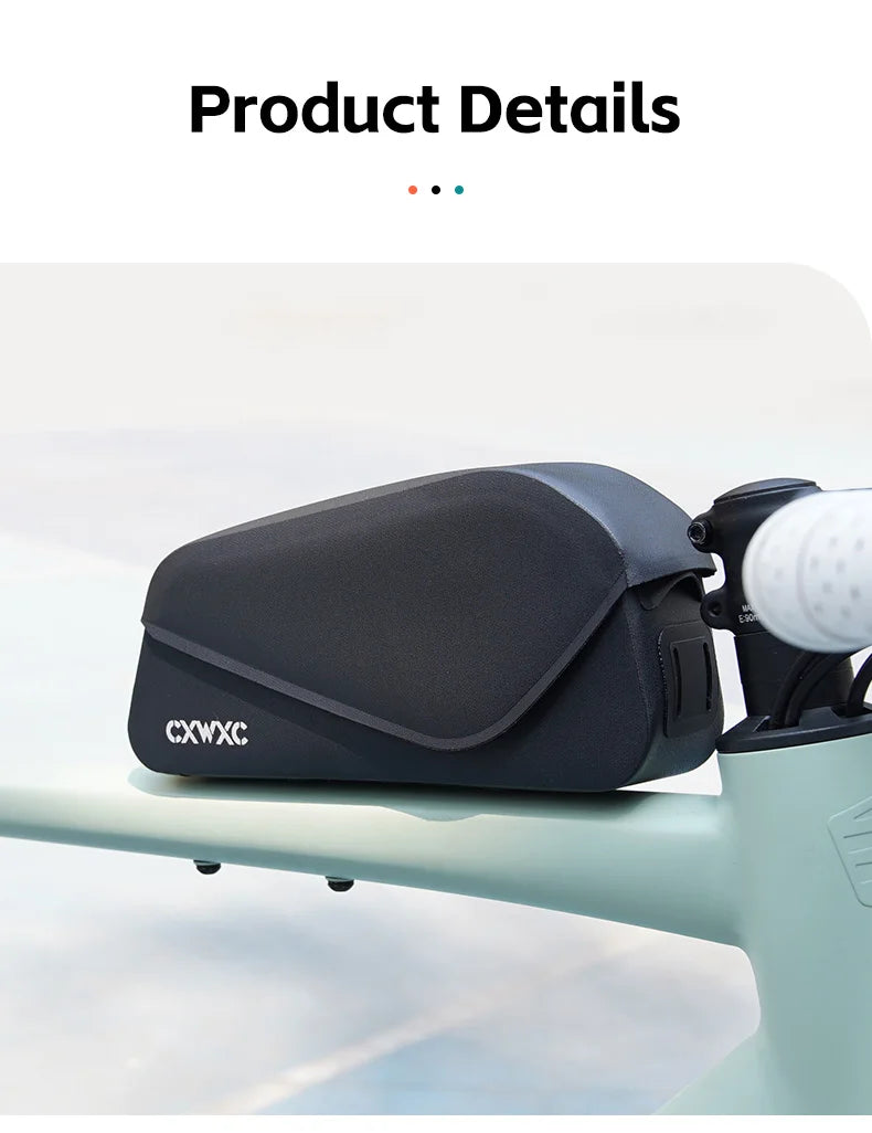 CXWXC Bicycle Magnetic Lid Top Tube Bag With Bolts Mounted & Straps Two Way Install MTB Road Bike Waterproof Front Frame Bag