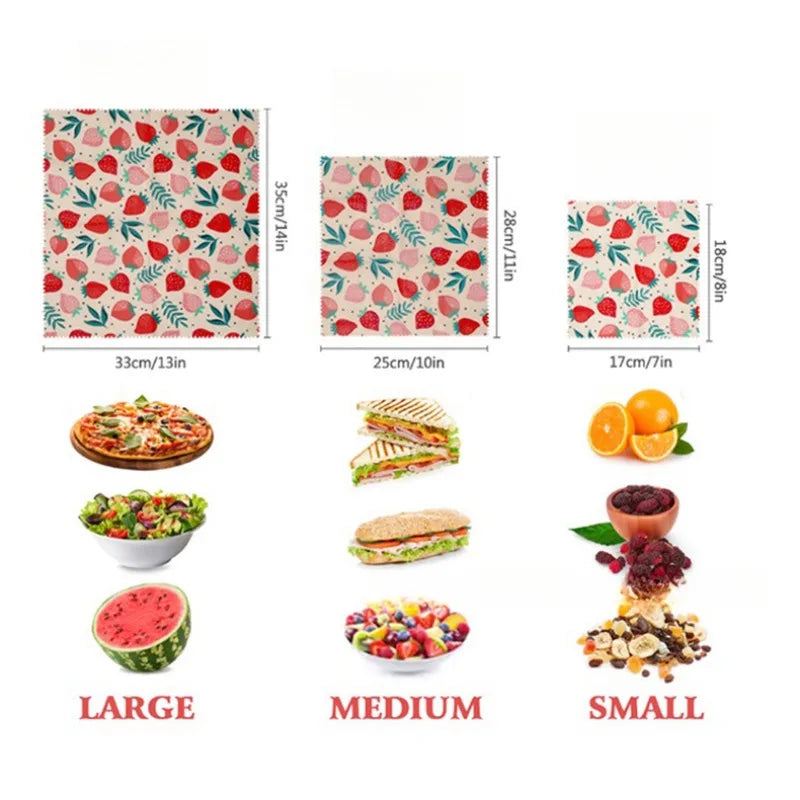 3PCS Set Reusable Organic Beeswax Food Wrap for Fresh Keeping and Eco Friendly Kitchen Plastic Packaging Paper Food Packaging