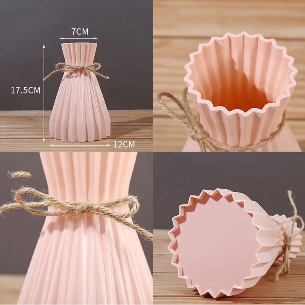 Creative Origami Vase European Pleated Vase Plastic Waist Folding Flower Vase Folding Paper Style Dry Flower Bottle Modern