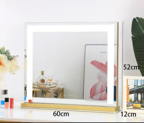 Large Vanity Mirror with Lights Lighted Makeup Mirrors with Dimmable LED Strips Tabletop for Women Dressing Room Bedroom