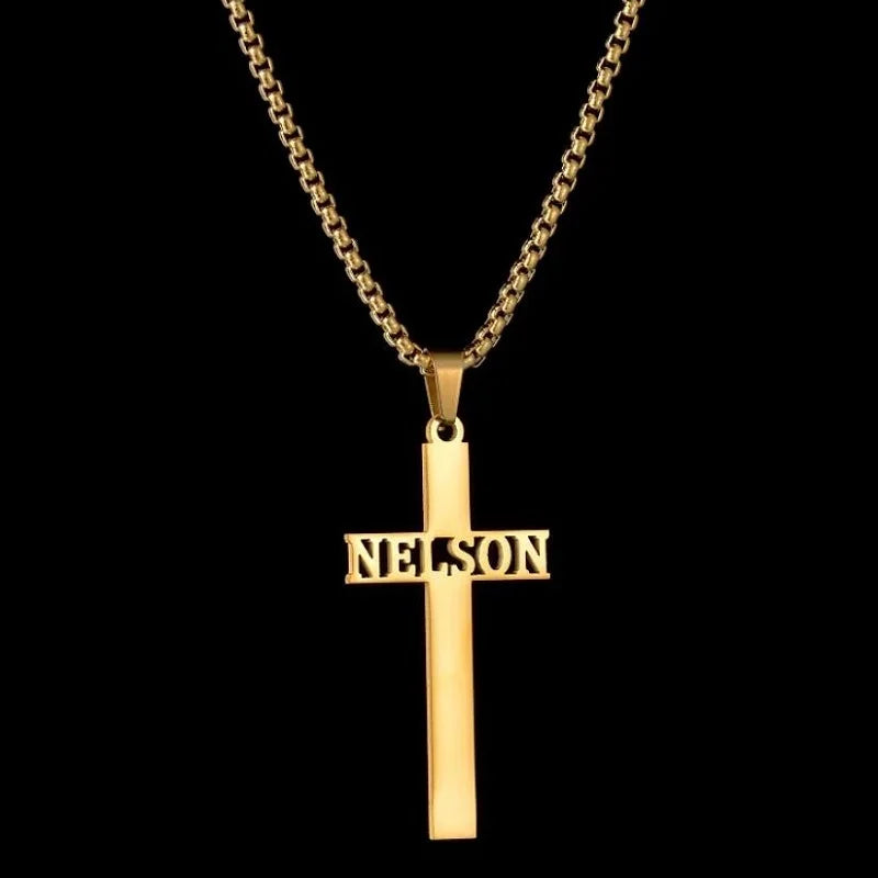 Royal Elegance: Custom Stainless Steel Name Necklace with Crown Pendant & Thick Chain
