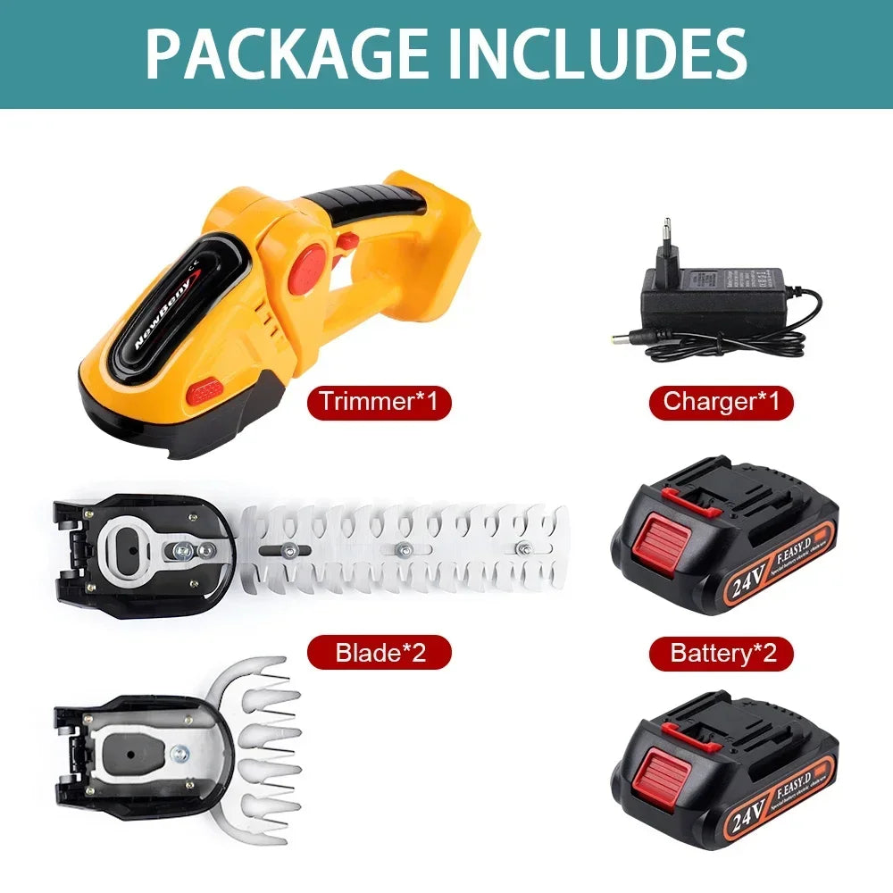 NEWBENY 2 IN 1 Electric Hedge Trimmer Cordless Portable High Power Household Lawn Mower Rechargeable Pruner Weeding Garden Tools