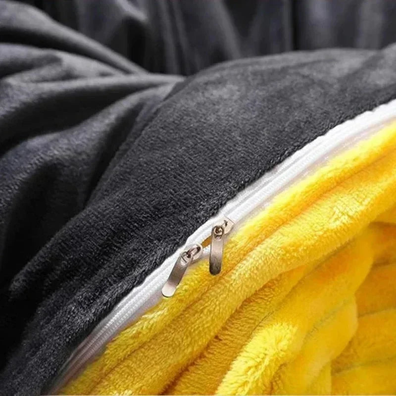 Ultra-Soft Velvet Duvet Cover Warm Thick Bed Quilt Cover Double Bed Luxury Bedding Solid Color Velvet Duvet Cover 겨울용 따뜻한 이불 커버