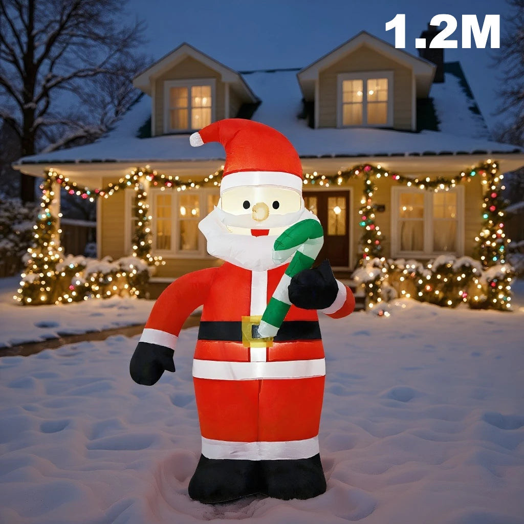 6FT Movable Head Bear Santa Christmas Inflatable Yard Outdoor Decorations with LED Light Blow Up Home Outdoor Holiday Decor
