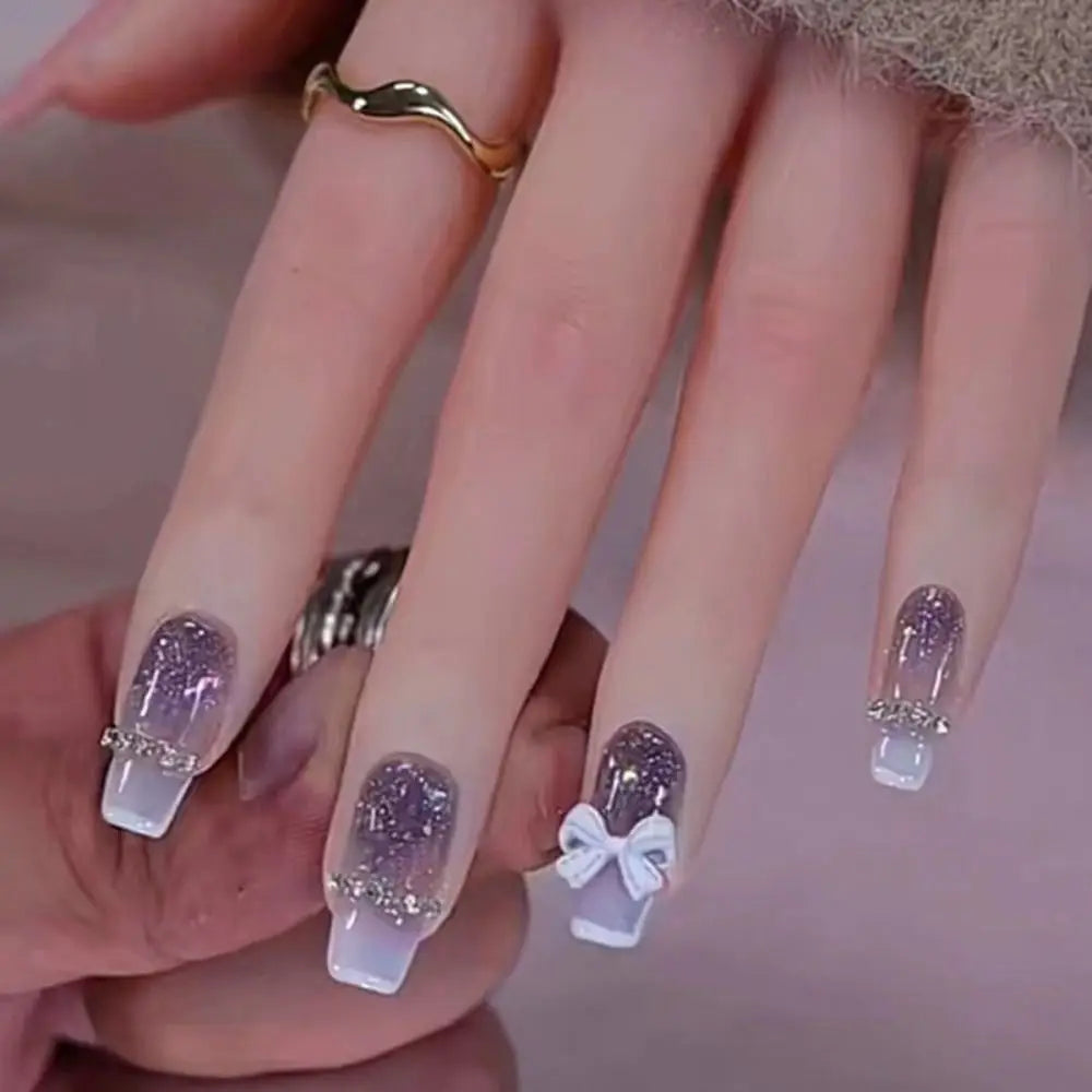 24PCS waterproof French Ombre Press-On Nails