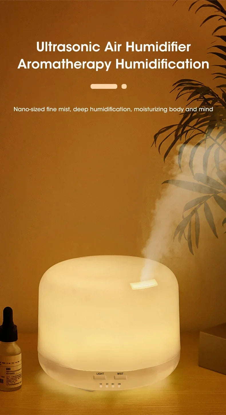 500ML Air Humidifier Essential Oil Diffuser Aroma Diffuser With Dual Color Night Lights USB Humidifier Mini-Size Humidifier