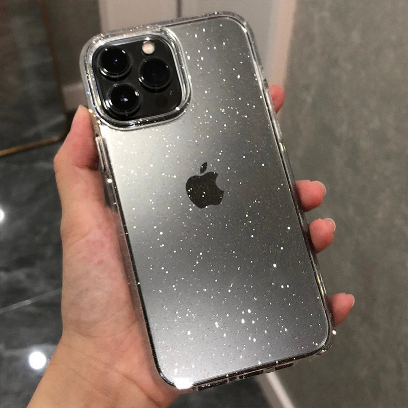 LuxeGlow™ Glitter Clear Case – Sparkling Silicone Protection for iPhone 11 to 16 Series