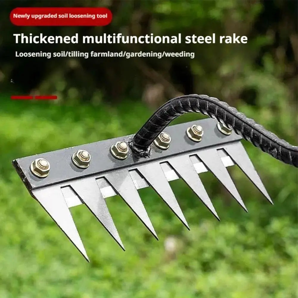5/6/7/8 Teeth Garden Hand Rake Farm Tool Weeding Scarifier Agricultural Nail Harrow Metal Harrow Garden WeedingTool