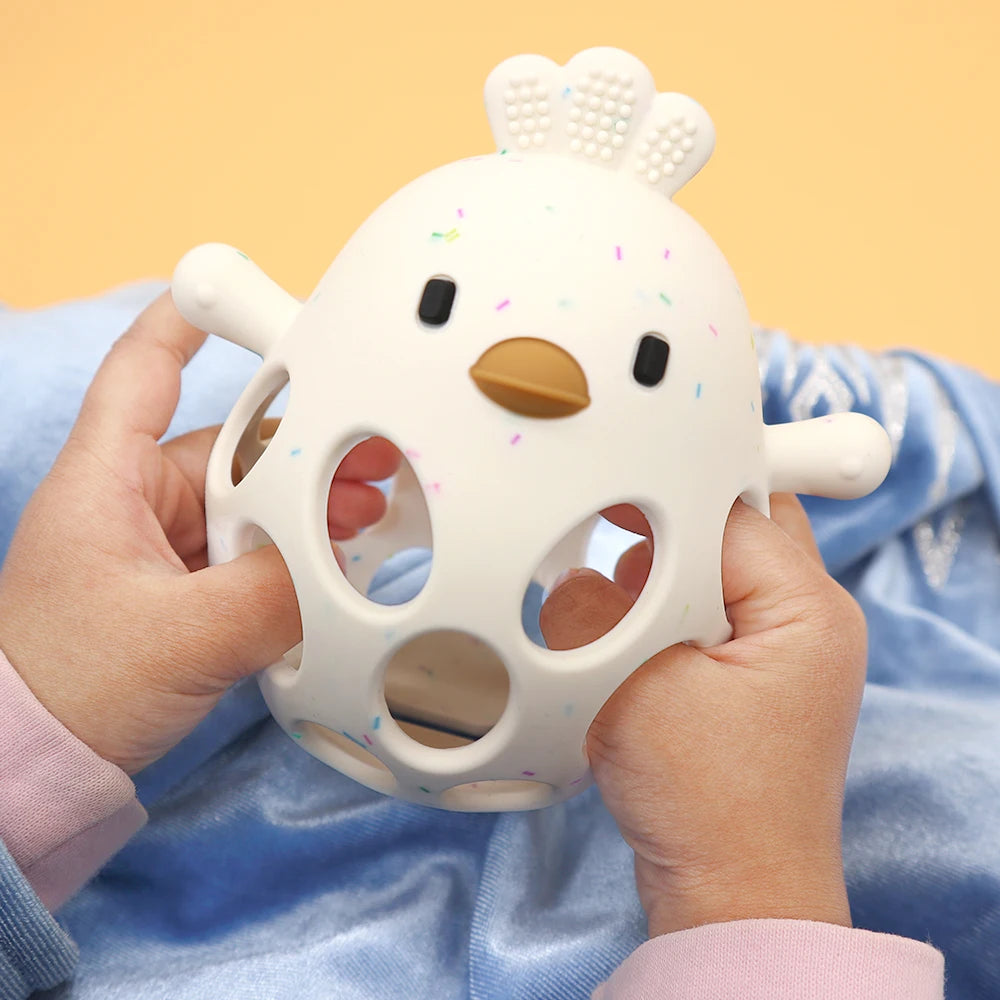 Baby Teether Gloves – Cartoon Chick Silicone Teething Toy for Dental Care & Gum Relief