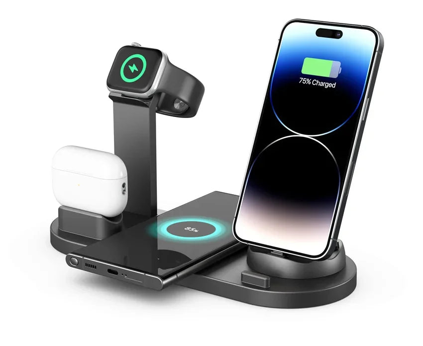 30W 7 in 1 Wireless Charger Stand Pad For iPhone 16 15 14 Pro Max Apple Watch Airpods Pro iWatch 8 7 Fast Charging Dock Station