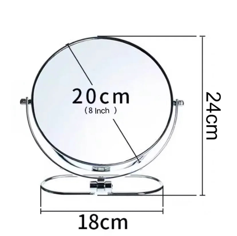 Two-Sided Makeup Mirror with Stand 1X and 10X Dual Sided Magnification Light weight&Portable Table Top Magnifying Vanity Mirror