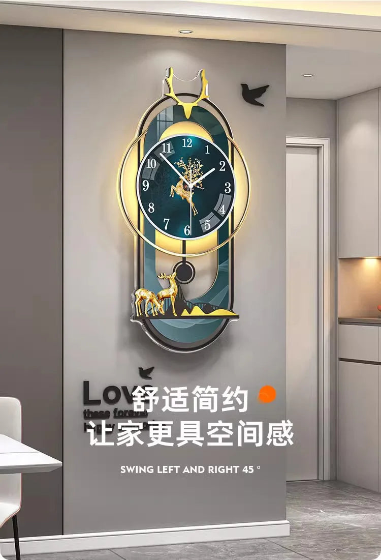 Wall clock household modern light luxury atmosphere decoration wall watch living room simple creative clock wall clock interior