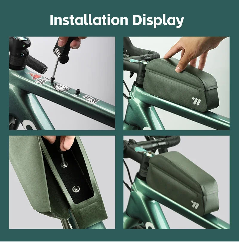 WEST BIKING Waterproof Bicycle Top Tube Bag Lightweight Bike Frame Pack Durable Cycling Storage Bag for Mountain and Road Bikes