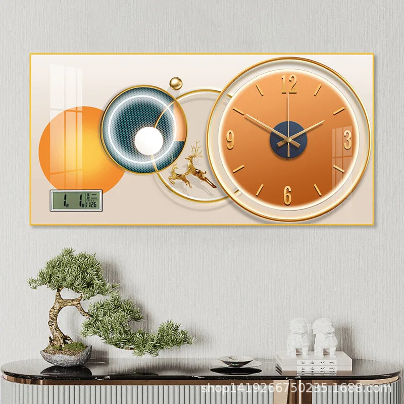 Simple modern fashion aluminum wall clock clock with temperature calendar clock