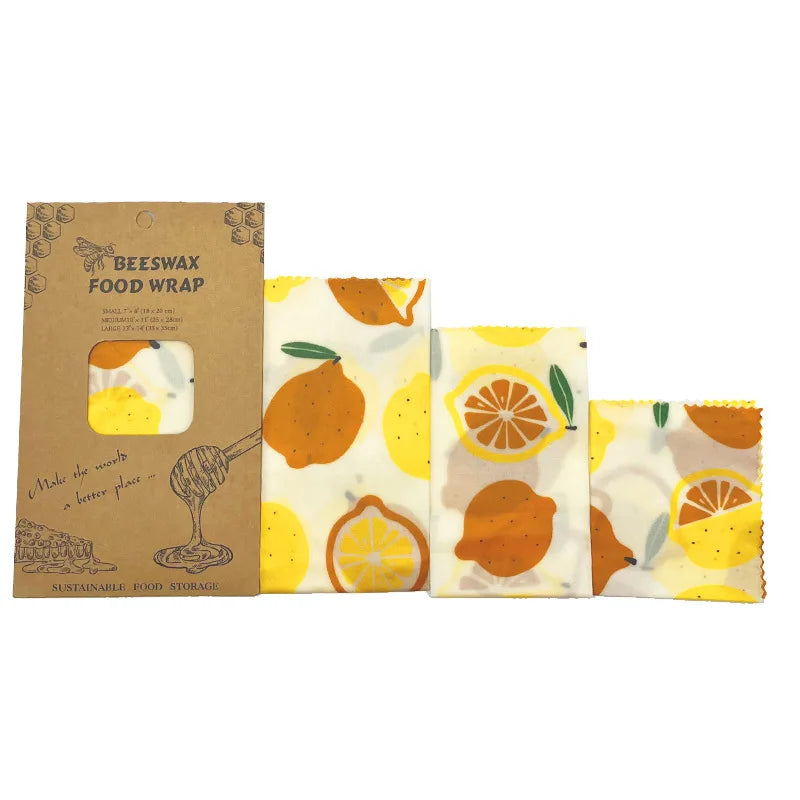 3PCS Set Reusable Organic Beeswax Food Wrap for Fresh Keeping and Eco Friendly Kitchen Plastic Packaging Paper Food Packaging