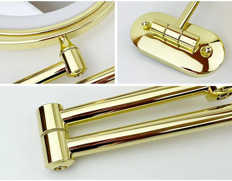 8 Inch Gold Wall Mounted Makeup LED Mirror 3X-10X Magnifying USB Charing Double Side Bathroom Smart 3 color Cosmetic Mirror